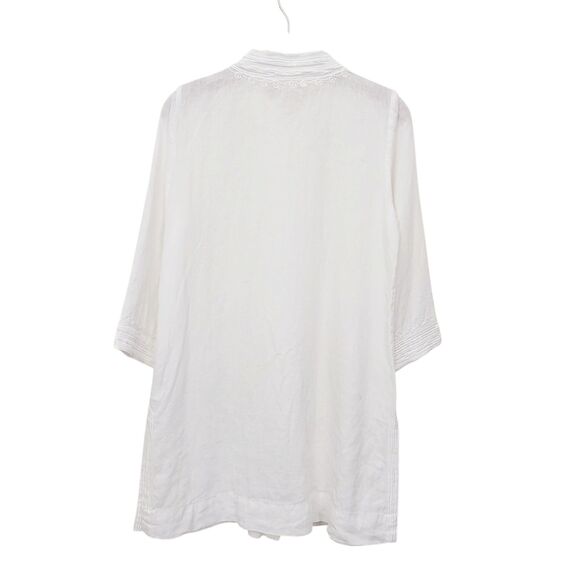 Soft Surroundings Desert Linen Tunic Womens Small Full Zip 3/4 Sleeve Bohemian - Picture 5 of 13